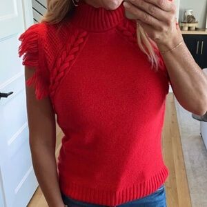 NWT Isla Red Knit red Sleeveless Sweater, Small